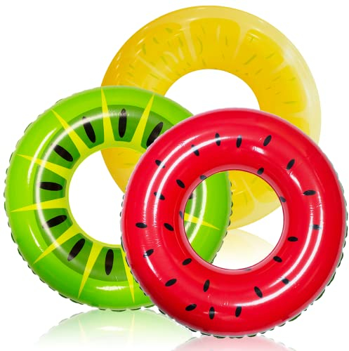 JOYIN Pool Inflatable Swimming Rings 82.5cm (3 Pack), Rubber Ring for Kids and Adults,Inflatable Pool Floats Fruit Pool Tubes, Inflatable Pool Toys for Swimming Pool Party Decorations