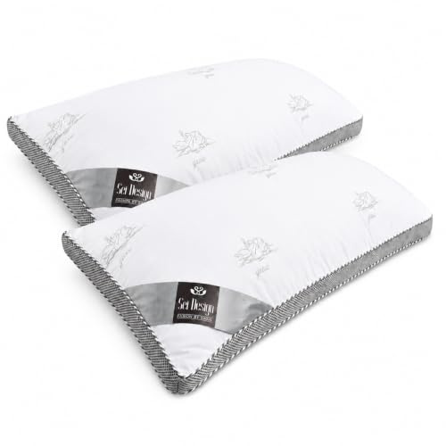 sei Design Cuscino Ökotex, confezione doppia, 40 x 80 cm, in microfibra, con sistema a 3 camere, cuscino per dormire con sensazione di piumino