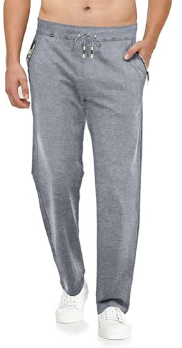Tansozer Joggingbyxor för Män Elastisk Midja bälte Bomull med Dragkedja Fickor träningsbyxor