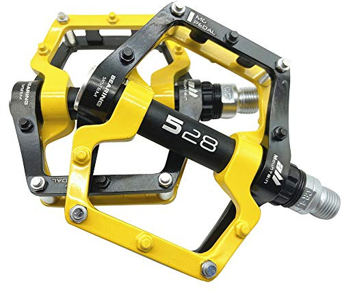 CMUNDLJQ Evetin Plattform Fahrradpedale Aluminium Mountainbike Pedale Stadtrad Trekking Anti-Rutschpedale 181 (Schwarz mit Gelb)