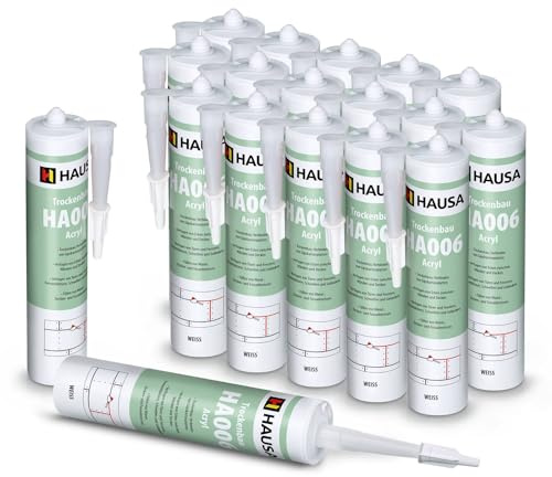 Hausa Maler-Acryl HA006 Universal elastische Acryl-Dichtstoff Weiß für Anwendungen im Innen- und Aussenbereich, überstreichbar, geruchlos, 18x 310 ml Kartusche