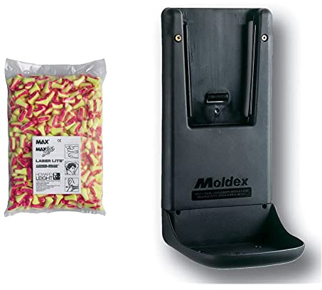 Howard Leight by Honeywell Laser-Lite Single-Use Earplug Refill Pack, SNR 35, 200 Pairs & Moldex 7060 Wall Mount for Station