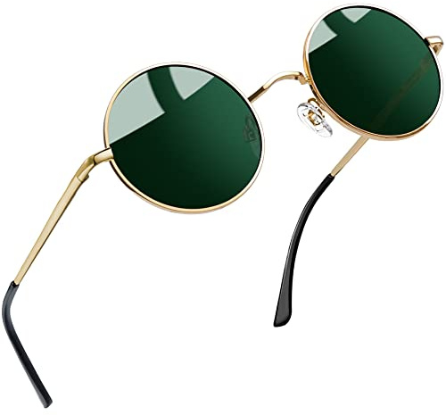 Joopin Klassische Rund Sonnenbrille Herren Polarisierte Retro Hippie Brille | Leichtmetall-Kleinrahmen, 30° Flex-Scharnier, UV400, Schmale, Steampunk, Unisex, Verspiegelte, Festivals, Partys, Halloween