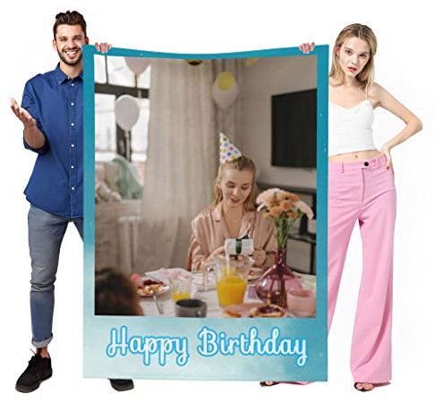 Personalisierte Decke mit Fototext – individuelles Foto, weiche Fleecedecke – personalisierte Bilddecke für Weihnachten, Geburtstagsgeschenke, Legen Sie Ihr Foto auf eine Plüschdecke