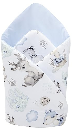 Medi Partners Nyfödd sovsäck 100% bomull 75 x 75 cm året runt barn croissant multifunktionell anti-allergisk (hjort och igel)