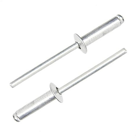 100pcs Aluminium Alloy Dome Head Blind Pop Rivet Large Flange Peel Back Rivets 4mm x 13mm Aluminium Body Pop Rivets for Tinplate Metal Fastening and Plastic Sheets.