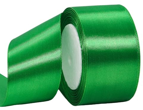 Satinband Grün 50mm Breit Geschenkband Satin,22m Satinbänder Grün Dick Schleifenband Dekoband Seidenband Geschenkverpackung Stoffband Geschenkbänder für Dekorieren Basteln Kleid Hochzeit Geburtstag