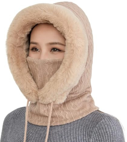 Pasamontañas de esquí para invierno, pasamontañas para clima frío, cálido, a prueba de viento, bufanda ajustable, invierno, mujer, gorro a prueba de viento, bufanda para mujer, bufanda de invierno