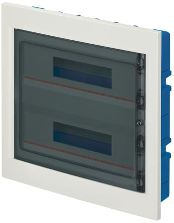 Centralino ad incasso, per cartongesso, 36 (2x18) moduli, bianco, IP40, sportello in policarbonato fume' - Elettrocanali EC63536B