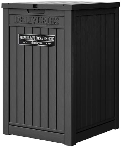 LHBGO Package Delivery Box for Outside, 48 Gallon Storage with Lockable Secure, Large Double Wall Resin Outdoor Package Delivery Waterproof Deck