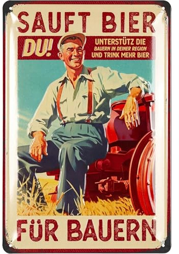 LANOLU Vintage Bier Wandschild, Metallschild, Blechschild 20x30 cm, Stahl, Wandmontage, Bier und Vintage-Schilder, Geschenk Bierliebhaber, Landwirtschaft Schild, Biergarten Schild