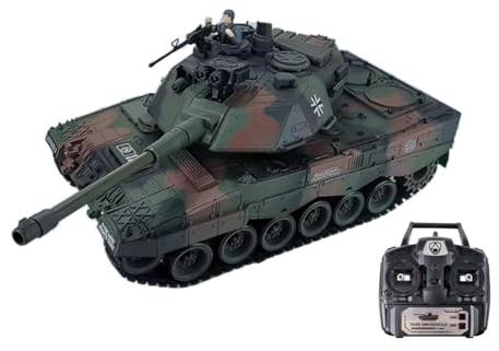 efaso Ferngesteuerter Panzer German Leopard 1:18 - Panzer ferngesteuert mit Schussfunktion/drehbarer Turm/Sound &Licht - Panzer Modell/RC Panzer Camouflage (Leopard 2 - RTR Standard Set)