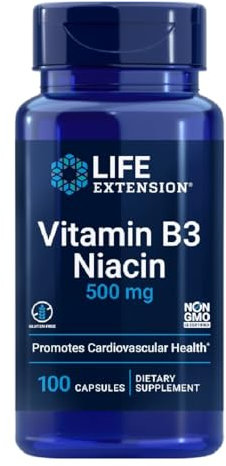 Life Extension Vitamine B3 Niacine, 500mg, 100 Capsules