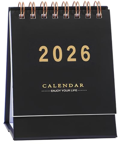 NOPKESV Mini Calendrier de Bureau 2025,Petit Calendrier Familial allant de 2025.01-2026.06,Mensuel de Poche,Compact pour l'École,le Bureau et la Maison,2026 2025 (Noir)