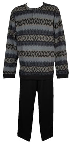 RAGNO Pigiama Uomo Invernale Punto Milano Morbido e Caldo Collo Serafino Maglia e Pantaloni con Polsini Articolo U872N1, 653MF Fantasia Fucile Melange, 58