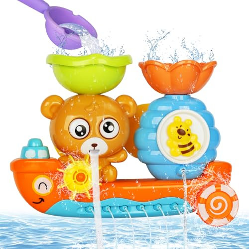 AUTOWNLUX Badewannenspielzeug ab 1 2 3 4 Jahr, Badespielzeug Baby ab 6-18 Monate, Badewanne Spielzeug, Wasserspielzeug Badewanne für Baby, Kinder