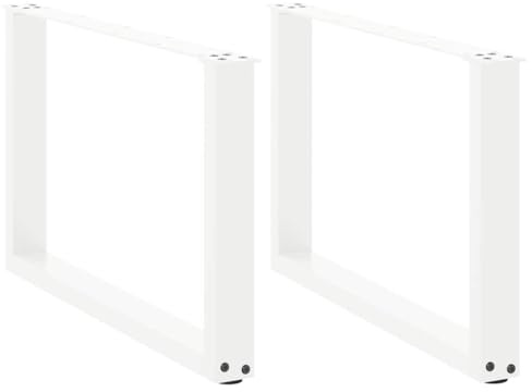 vidaXL Pieds de table basse en U, 2 pièces, blanc, 70 x (42-43) cm, acier