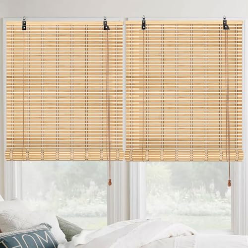 Natürliches Bambusrollo Für Außenbereich 60 80 100 120 140 160 180cm Breit Schilfrollos Sichtschutz Bambus Rollo Atmungsaktiv/Sonnenschutz Raffrollo Jalousien Fenster Bambusvorhang Für Balkon Gärten(Y