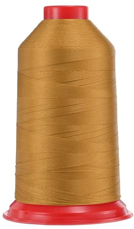QUARKZMAN 1968 Yardas Hilo de Coser de Nylon Bondado Tamaño 280D/3 Hilo de Tapicería de Nylon Resistente Hilo para Exteriores para Cuero Jeans Y Tejido Artesanal Máquina DIY Tono Dorado