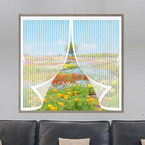 Magnetvorhang Insektenschutz 45 x 75 cm Insektenschutz Katzenkrallen Sicher, Stärkere Magneten Magnetisches Moskitonetz für Eingangstür Und Hintertür, Weiß