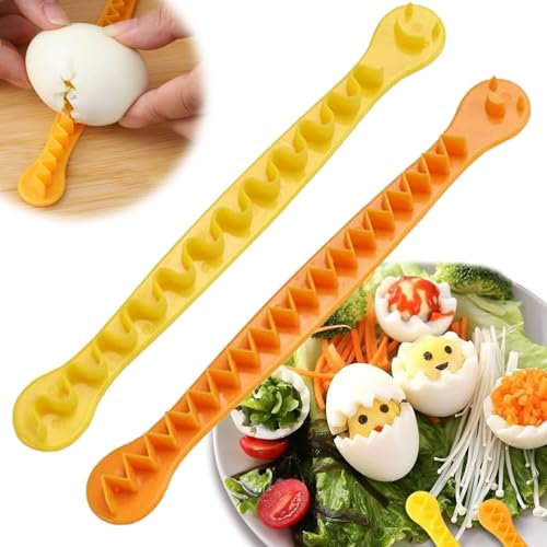 2 cortadores de huevos para cortar a la mitad huevos duros, corte elegante, hervido, herramienta en forma de flor, molde para el hogar, utensilios de cocina (2)