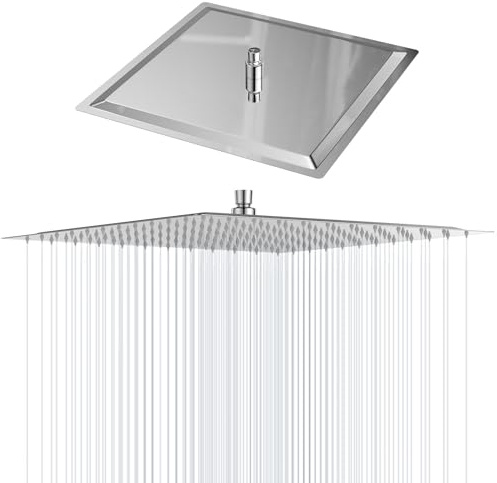 Thalire 30cm Soffione Doccia Grande, Doccino per Doccia Grande in Acciaio Ino | Alta Pressione con 360° Regolabile | Doccino Autopulente per Docce SPA (G1/2 Universale)