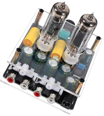 OFFIGAM Vacuum Tube Pre-amp for Hifi System and Record Player, Easy to Install and Portable Pre-amplifier Board with Glass and Pcb Material for DIY Home Theater Systems