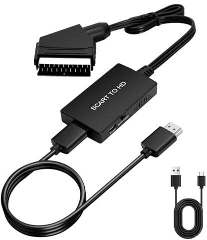 Eratiqu Scart to HDMI Converter, Male Scart In to HDMI Out with 720P/1080P Full HD Switch Video Audio Converter for TV, Monitor, Projector, STB, DVD,VHS,Xbox,PS3,Sky Blu-ray DVD Player
