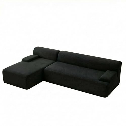 Zstar Sofá Modular Cloud con Chaise Longue En Forma De l, Moderno Sofá Modular con Asiento Profundo, Tapizado para Sala De Estar y Dormitorio, Sin Ensamblaje, Negro (Tela De Pana Afelpada)