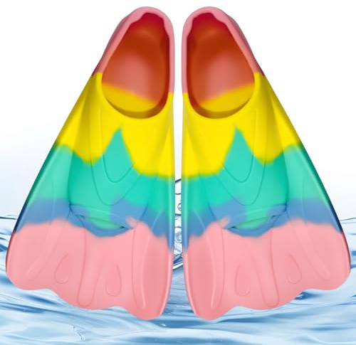Schwimmflossen Kinder - Flossen Kinder Silikon - Kurzflossen für Kinders Erwachsene - Taucherflossen für Schwimmtraining, Freiwassertraining, Schnorcheln, Anfänger