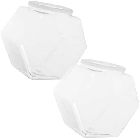 Luxshiny 2pcs Plastic Fish Bowls 2150ml Capacity Portable Fish Tank Viewing Experience Modern Elegant Design Decorative Piece for Home Desktop Use