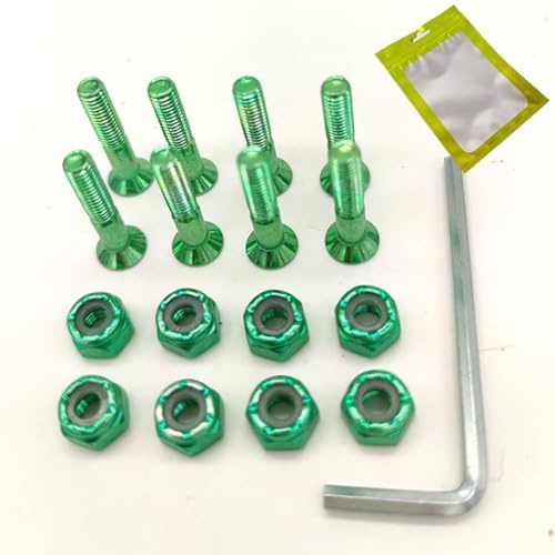 Auratrove Lot de 8 vis de skateboard en acier au carbone résistant à la rouille avec clé pour longboard, pont et camion - 2,5 cm