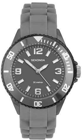 Sekonda Outback Boys Watch – 35mm Kids Watch with Grey Dial, Rotating Bezel and Grey Silicone Strap – 50m Water Resistant – Easy Read Analogue Display – 2 Year Warranty