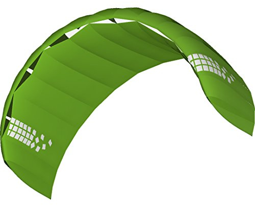 HQ4-Kites 118213 - Beamer 3.0 Green, Vierleiner Lenkmatte Handlekite, Fläche: 3.0qm, Spannweite: 324cm, inkl. 200/120kp Dyneemaschnüre 4x20m auf Quad-Handles, 3-26 Knoten