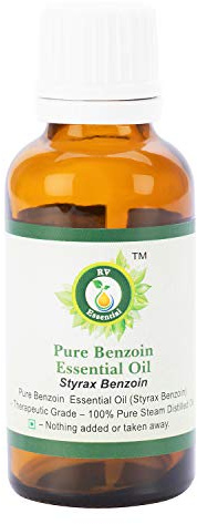 R V Essential Benzoin ätherisches Öl Styrax Benzoin | 100% reines natürliches Dampf destilliertes ätherisches Öl | Therapeutische Qualität | Vanille Duft | 50ml / 1.69 Unzen