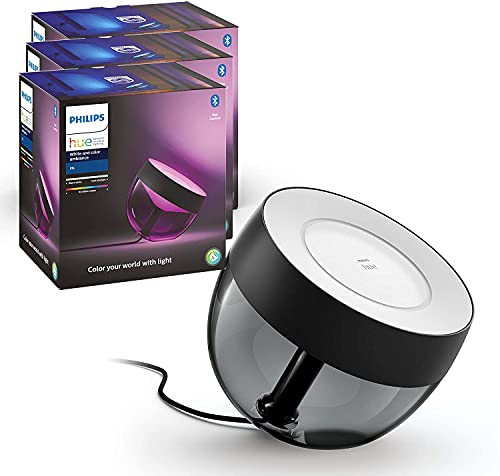 Philips Hue Iris Gen4 LED Tischleuchte Schwarz (3er Pack) – White & Color Ambiance, Bluetooth & Zigbee, dimmbar, kompatibel mit Alexa, Google Assistant & Apple HomeKit