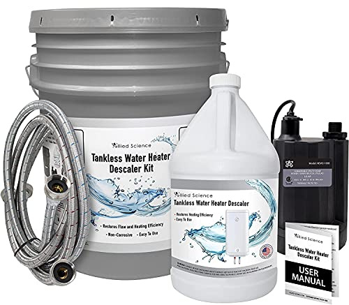 Allied Science Tankless Water Heater Flush Kit with Gallon Liquid Descaling Solution and 1/6HP Extra Strength Pump