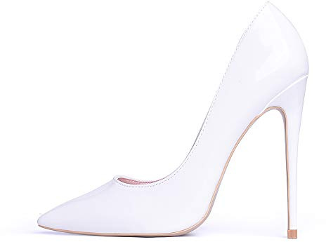 Zhabtuc Damen Pumps Klassische Geschlossene High Heels Sexy Spitze Stiletto Abschlussball Party Hochzeit Pendler Stöckelschuhe Weiß EU 42(US 12)