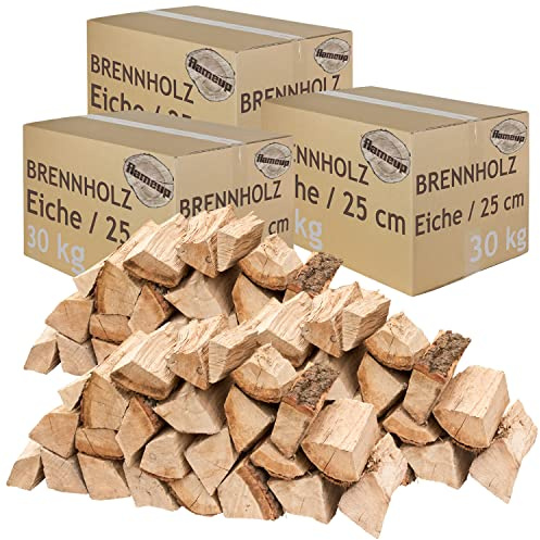 Brennholz Kaminholz Holz Eiche 90 kg Für Ofen und Kamin Kaminofen Feuerschale Grill Feuerholz Holzscheite Wood 25 cm kammergetrocknet flameup