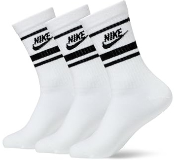 Nike Unisex Sportswear Dri-Fit Everyday Essential Crew Socks (3 Pairs), White/Black/Black, X-Large