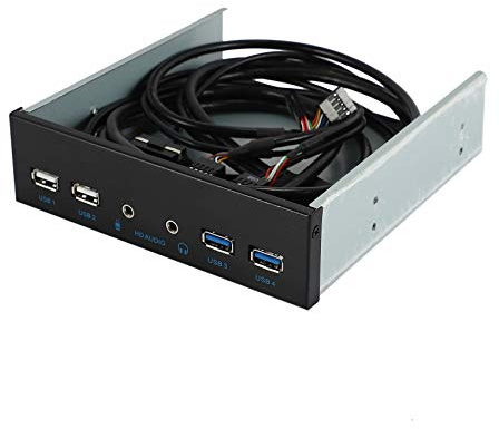 Juwaacoo 5.25 Inch Desktop Pc Case Internal Front Panel USB Hub 4 Ports (2x USB 3.0, 2x USB 2.0) with HD Audio Port, Compatible with Desktops, Vista