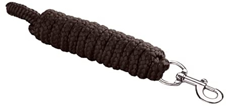 Führstrick mit Panik und klassischem Haken (Karabiner) für Pferd Start Economic Nylonseil 2m Lange, Führleine, Anbindeseil Pony, Esel, Ziege (Braun, Karabinerhaken)