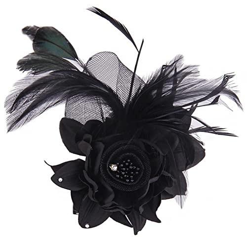URFEDA Broche Fleur Tissu, Broche Plume Femme Rétro Et Élégante, Fleur Clip Barrette Broche Fleur, Boutonnière de Mariage, Corsage de Mariée, Vêtements Et Accessoires des Années 80, 10x15cm