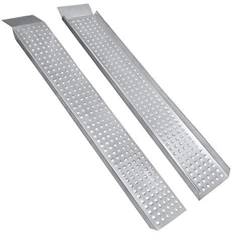 TRMLBE 2X Auffahrrampe bis 400kg Verzinkter Stahl Laderampe rutschfest Verladerampe Auffahrschiene Verladeschiene Auffahrrampen für Anhänger PKW Auto Motorrad - 160cm, Silber