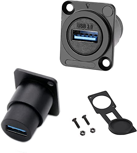 PENGLIN 2PCS USB 3.0 Waterproof Socket, D-Type USB Panel Mount Solderless Connector Female to Female Pass Through Signal Coupler, High Speed Data Extension Interface Adapter | USB Passage Coupler Female to Female Bulkhead Adapter