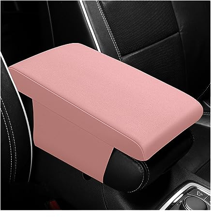 JNNJ Auto Mittelkonsolenpolster, Universal Auto Mittelkonsole Armlehne Schutz Armlehnenbezüge Auto Armlehnenbox Pad, Memory Foam Leder Armlehne Abdeckung Für Fahrzeug(Rosa)