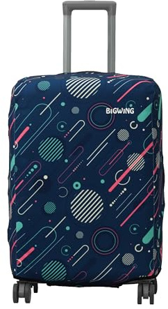 BIGWING Polyestertyg geometriskt tryck skyddande hårt bagage vagnväska skydd (passar endast på fiber/plastvagnväska), Flerfärgad, 28 Inch (75 CM) Trolley Bag Cover, Resetillbehör