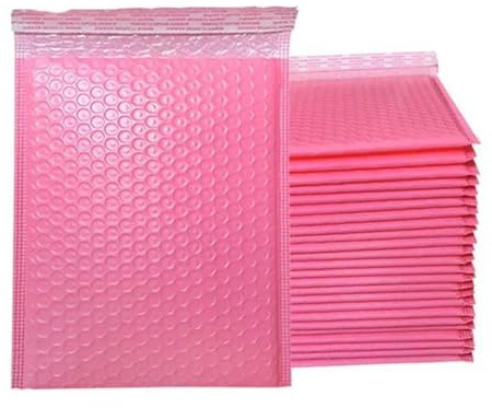 100 Stück Versandtaschen, gepolsterte Briefumschläge, Perlenfolie, Geschenk-Umschlagtasche für Bücher und Zeitschriften, gefüttert, selbstklebend, Rosa, Rosa, 13 x 18 cm