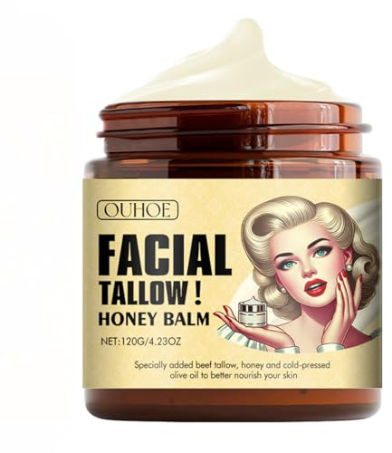 YJLYQF Talg- und Honigbalsam für das Gesicht, Talg Gesichtspflege, natürlicher Bio-Tallow-Balsam zur Hydratisierung, Reparatur beruhigender empfindlicher Haut, reduziert feine Linien