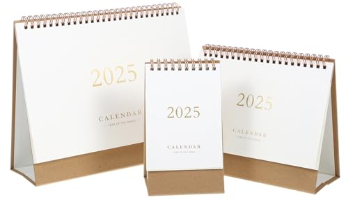 SEWACC 3stücke Teiliges Tischkalender Minimalistischer Dekorativer Stehkalender Mit Goldprägung Für Büro Und Zuhause Für Planung Und Notizen